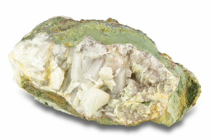 Green, Bladed Prehnite Crystals with Quartz - Morocco #255508